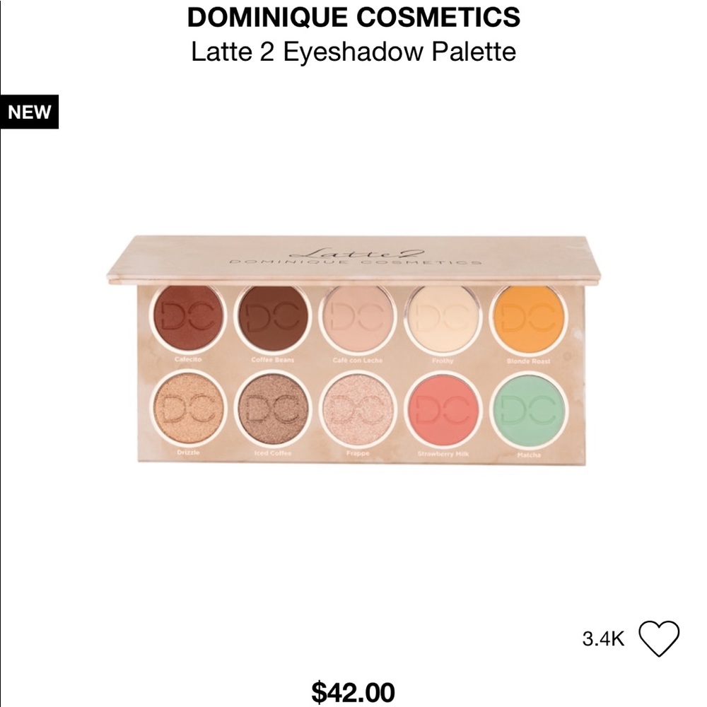 BNIB DOMINIQUE COSMETICS latte 2 eyeshadow palette
